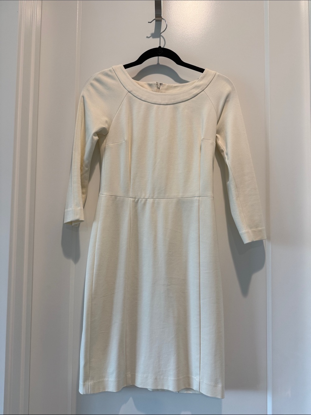 Banana Republic Cream Three-Quarter Sleeve Midi Dress